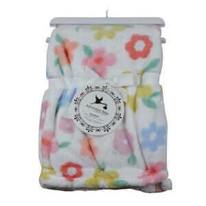 Adirondack Baby Flower Fleece Blanket Infant Girls White Pink Floral Soft NWT